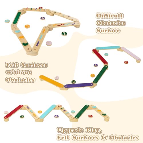 INFANS Wooden Double-Sided Kids Balance Beam & Stepping Stones Set - Montessori Obstacle Course for Toddlers, Indoor & Outdoor Play Equipment