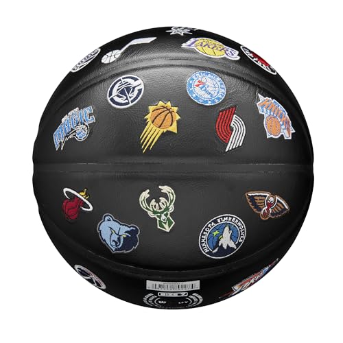 NBA Team Series Basketball - Synthetic Leather, Size 7, Indoor & Outdoor - Black with Logos Variation of Black / Size 7 - 29.5" / Collector Ball