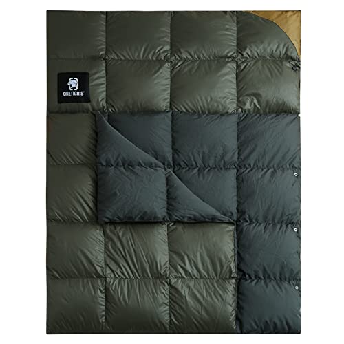 ONETIGRIS Ranger Green Down Camping Blanket - Lightweight Outdoor Travel Quilt