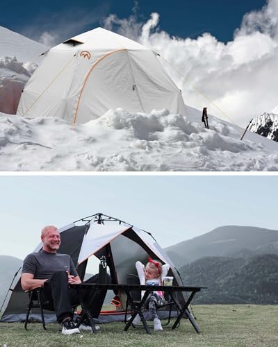 OutdoorMaster 2 Person Pop Up Camping Tent - White, 3-Season Waterproof Shelter