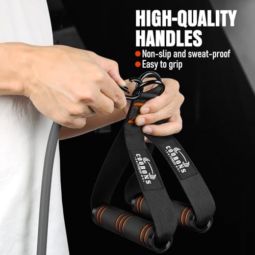 Resistance Bands with Handles - 375lb Stackable Exercise Bands - Black & Orange Variation