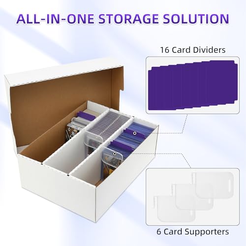2 Pack Trading Card Storage Box 4200 Capacity with Dividers & Sleeves for MTG, TCG, Sports Cards