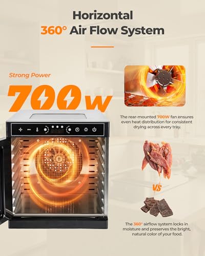 Food Dehydrator Machine 700W with 8 Trays & Visual Window - Dry Fruits, Meat, Herbs