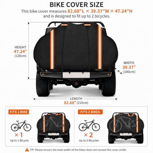 Heavy Duty Waterproof Bike Cover for 2 Bikes, Universal Fit for Mountain, Road & Electric Bikes