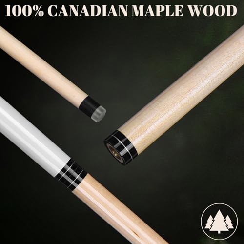 IIQ 2-in-1 Heavy Jump Break Pool Cue Stick 23-25oz Canadian Maple, Black & White