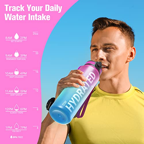 Sahara Sailor Water Bottle 25oz with Time Marker - Tritan Sports Container - Aurora Borealis / 750ml