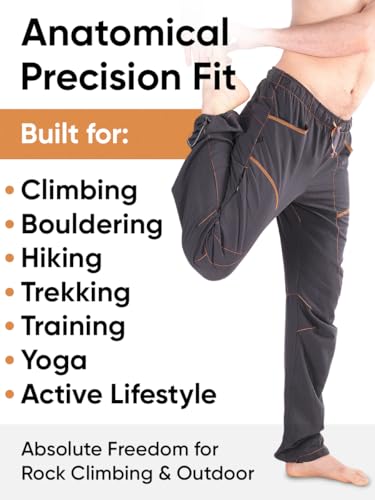 Unisex Lightweight Breathable Climbing & Bouldering Pants - Medium Long, Graphite