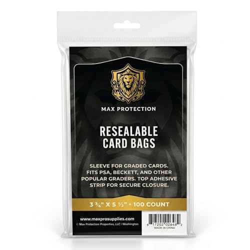 Max Protection Resealable Card Sleeves for PSA SGC BGS CGC Graded Cards - 100 Count