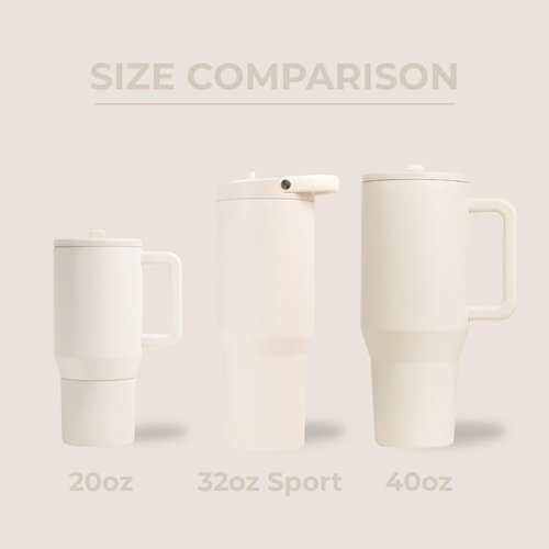 HydroJug Sport - 32oz Stainless Steel Tumbler with Straw | Vacuum Insulated & Leakproof, Cream