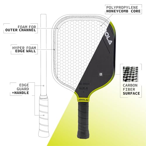 JOOLA Scorpeus Pickleball Paddle - Raw Carbon Fiber Surface, 14mm, Wide Body & Aero Curve, UPA-A Certified