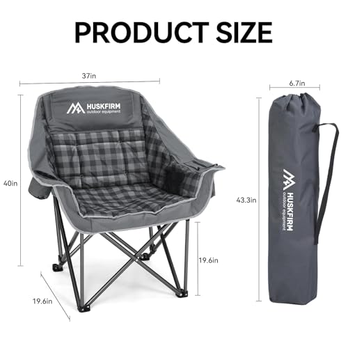 Grey Oversized 2 Pack Camping Chairs - Heavy Duty Support 450LBS, Padded, Twin Pack