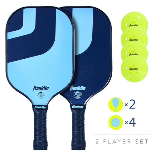 Franklin Sports Dagger Fiberglass Pickleball Paddle Set with 4 Official USAPA Balls