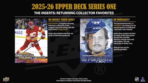 2025/26 Upper Deck Series 1 Hockey Trading Card Tin with Rookie & Bonus Cards