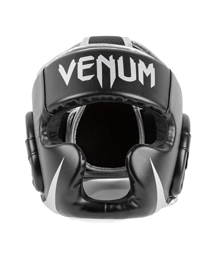 Venum Challenger Headgear - Black & Silver, One Size, Martial Arts Protective Gear