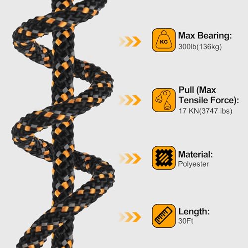 Reflective Tree Stand Safety Rope 30FT - Hunter Safety Lifeline 3-Pack
