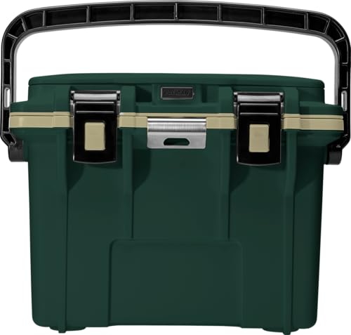 Pelican 14 Quart Cooler with Handle & Accessories - Hunter Green/Tan