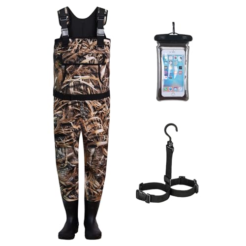 RIVERWANDPROT Neoprene Fishing Waders for Men, Chest Waders, Green, Size 11