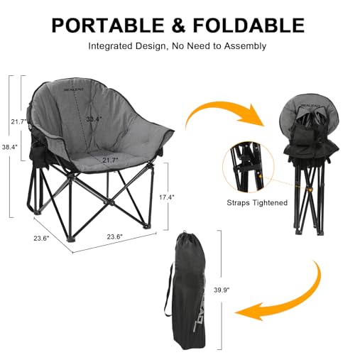RELEASE Oversized Heated Camping Chair with Fully Padded Back & Seat - Grey