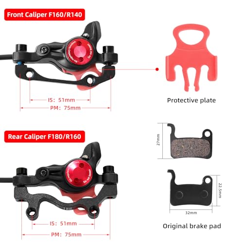 Exceedhub Z00M HB875E Hydraulic Disc Brake Set for eBike with 2x160mm Rotors, Pre-Bled, Power-Off System