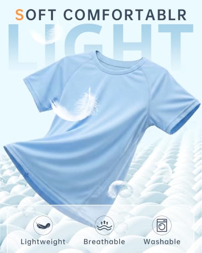 Toddler Boys Swim Shirt Rash Guard UPF 50+ Quick Dry 5-6 Years White Sky Blue