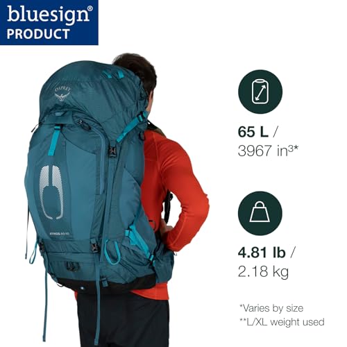 Osprey Atmos AG 65L Men's Backpacking Backpack Large XL Black with Raincover