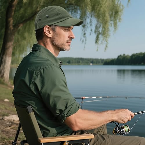 Short Brim 5 Panel Baseball Cap - Quick Dry Outdoor Sports Hat - Green, One Size