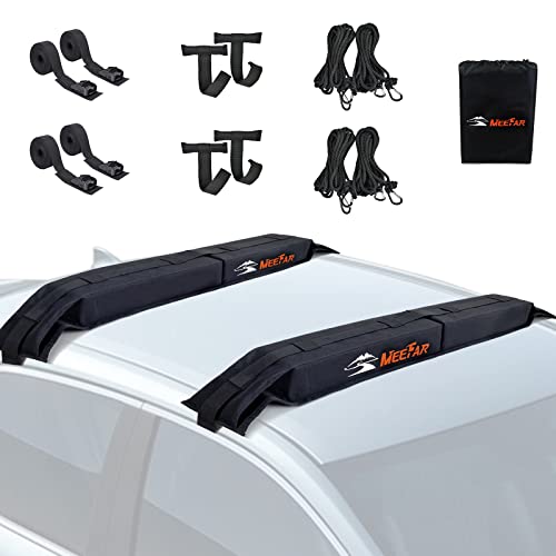 MeeFar Nylon 32.5 Inch Kayak Surfboard Roof Rack Pad Soft Car Roof Carrier