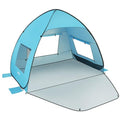 Blue Pop Up Beach Tent with UV Protection for 3-4 People - UPF 50+ Sun Shelter