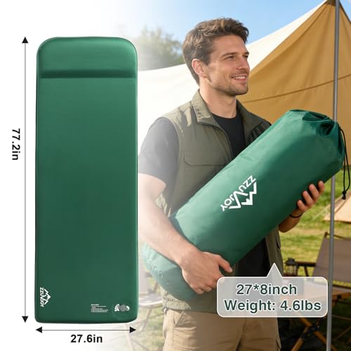 Ultra-Thick Memory Foam Camping Sleeping Pad with Self-Inflating Technology and Pillow