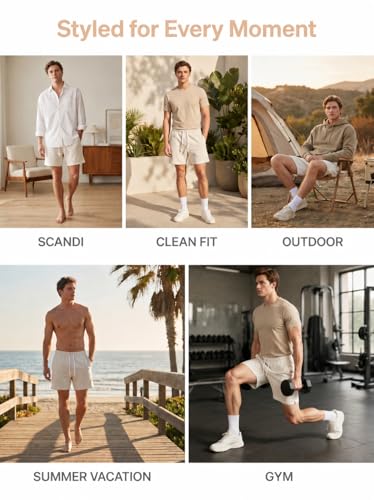 Mens Athletic Workout 5.5-Inch Cotton Sweat Shorts with Pockets - X-Large Ivory White