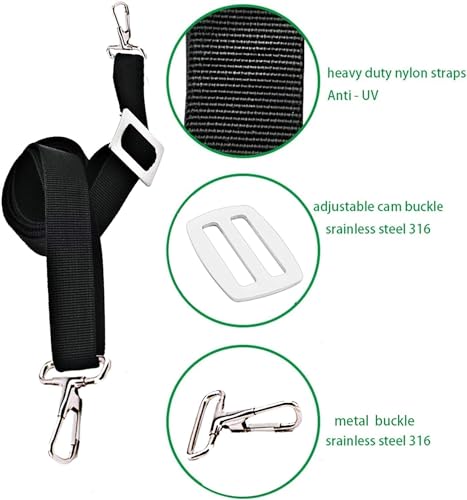 Adjustable Marine Bimini Top Straps - Stainless Steel Tie Down Webbing for Boat Cover