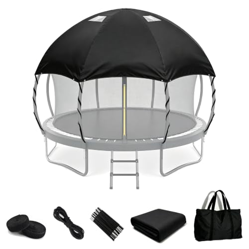 14FT Dome Trampoline Canopy Cover for Round Backyard Trampolines - Black Dome