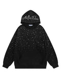Large Rhinestone Hooded Sweatshirt for Men & Women - Black Diamond Casual Streetwear