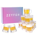 Clear Mini Plastic Beer Mugs - 2 Oz Shot Glasses with Handle, Set of 12