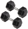 35 lbs Pair Rubber-Coated Hex Dumbbells - Signature Fitness Hand Weights for Home Gym