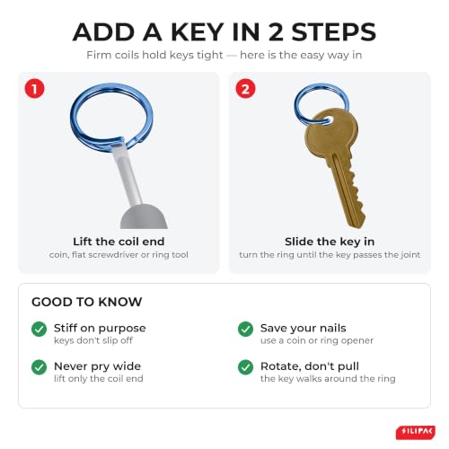 Blue 0.8 in Heavy Duty Small Key Rings Bulk 12 pcs – Split Keychain Rings for Crafts, Pet Collar & Keys