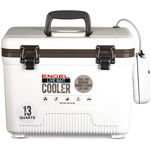 13 Quart Portable Live Bait Cooler with Aerator - Fish & Shrimp Minnow Bucket White