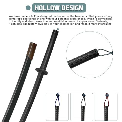 Black BJDJ Katana Sword - High Toughness Polypropylene Blade for Training & Aikido
