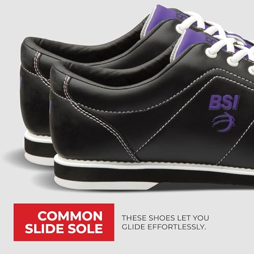 Women's Classic Bowling Shoes - Purple & Black, Size 10, Lightweight & Cushioned Support