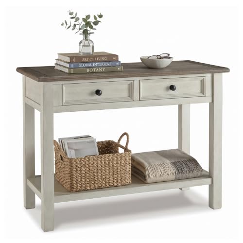 Whitewash Farmhouse Sofa Console Table with Storage - Signature Design by Ashley