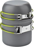 Camping Cookware Mess Kit with Foldable Handles, Lightweight Non-Stick Pot Set