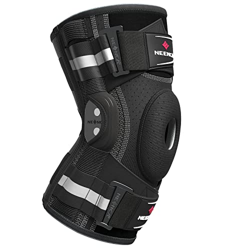 NEENCA Large Black Hinged Knee Brace for Pain Relief & Support