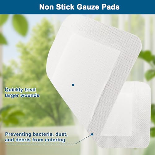 20 Pack Breathable Adhesive Gauze Pads for Wound Care 4x10 Inch