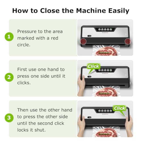 Bonsenkitchen Vacuum Sealer Machine with 1 Roll & 5 Bags, Black - Food Preservation & Custom Bag Cutter