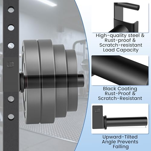 EVERYMATE 3x3 Inch Power Rack & Squat Rack Attachments with 1" Hole – 4 Pack Olympic Weight Plate Holders for 2" Plates