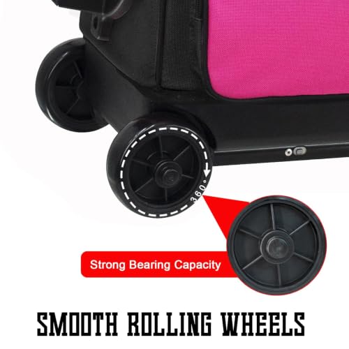 Pink 2 Ball Bowling Bag with Wheels & Retractable Handle - 40 Inch