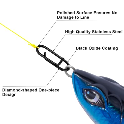 75LB Stainless Steel Fishing Speed Clips for Lure Quick Change - Black Coated, Saltwater & Freshwater
