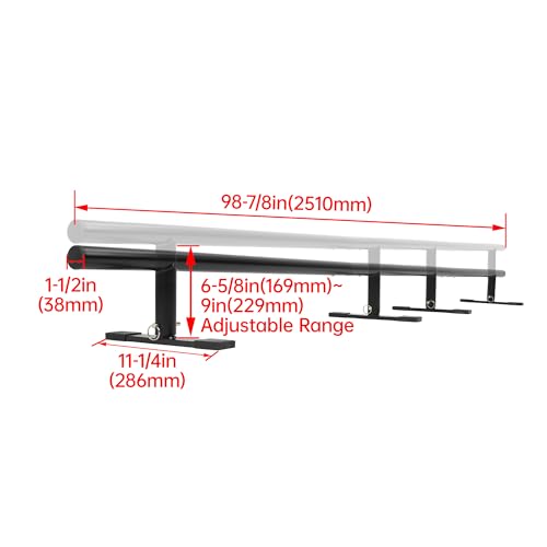 Reniecy Black 98.8” Portable Skateboard Grind Rail with Adjustable Height