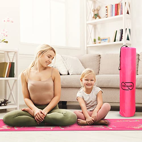 Kids Yoga Mat Set with Unicorn Pink Design, Non-Slip Exercise Mats & 12 Yoga Cards