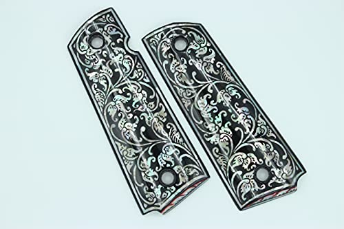 Black Mother of Pearl 1911 Pistol Grip for Colt Kimber Springfield Remington Taurus